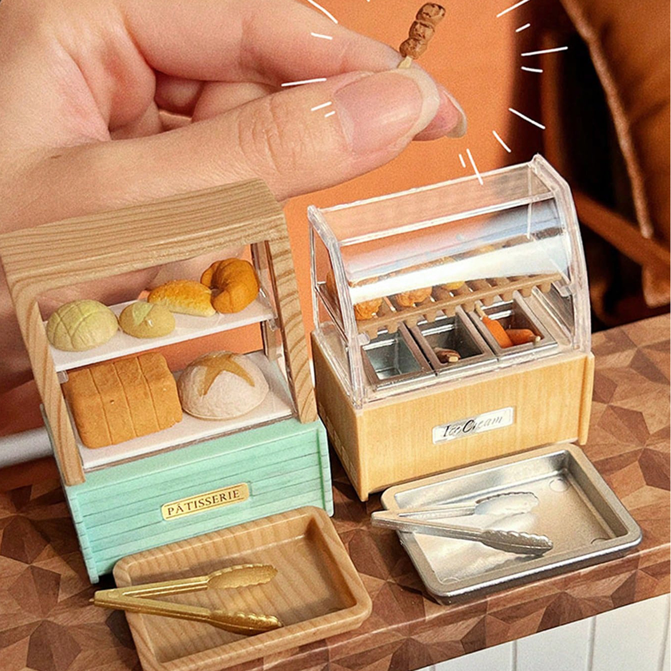 Food Snack - Dollhouse Miniature Bread Cabinet Food Snack