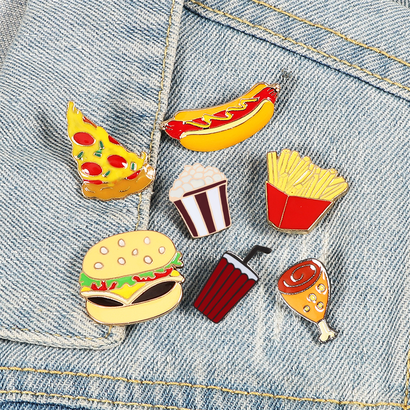 Zinc Food Snacks - 13 Style Snack Brooch Burger Pizza