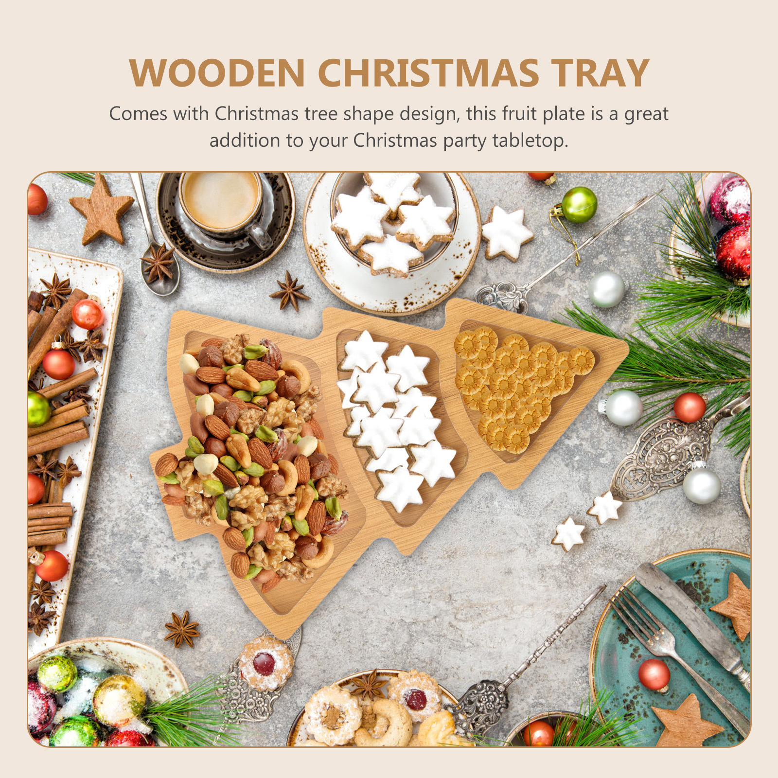 Wood Christmas Tree Plate Serv - đánh giá và giá Xmas Food Snacks
