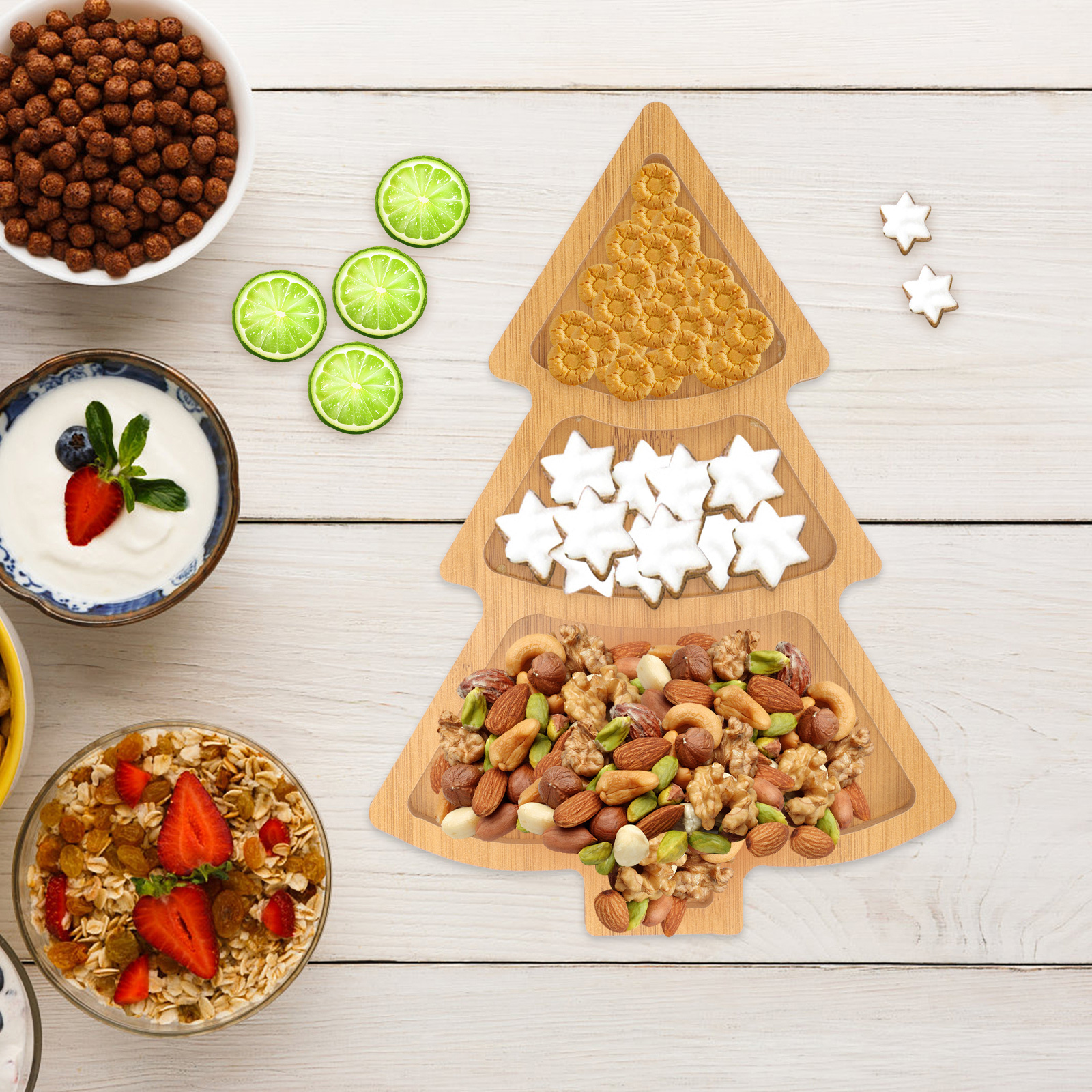 Wood Christmas Tree Plate Serv - đánh giá và giá Xmas Food Snacks