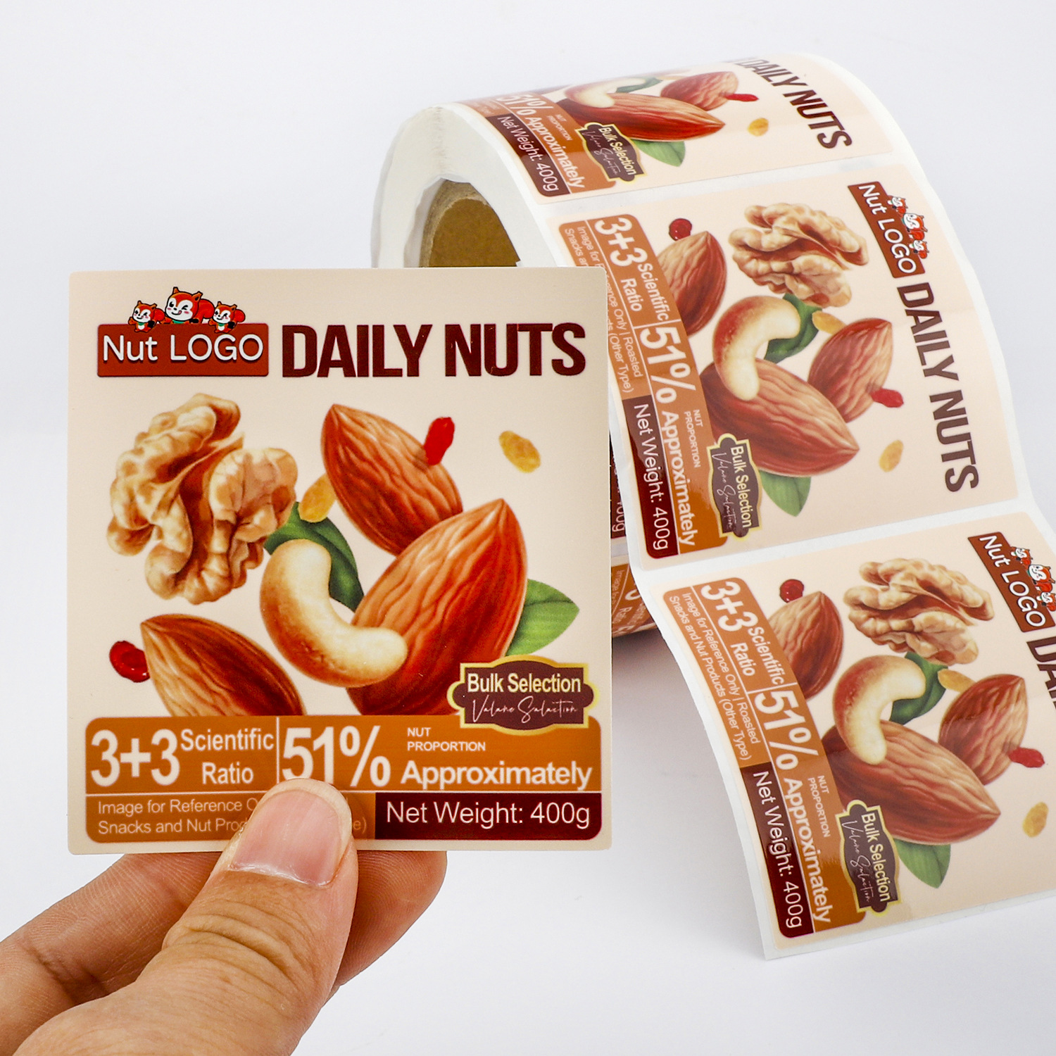 Custom snack stickers, nuts, d - đánh giá và giá Logo Food Snack