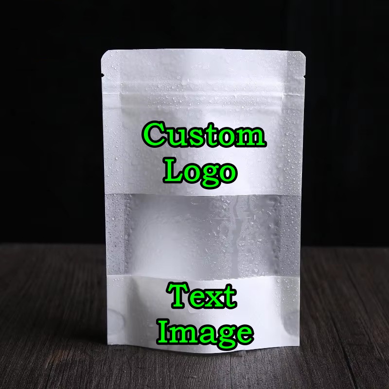 100PCS Stand-up White Paper Fr - đánh giá và giá Logo Food Snack
