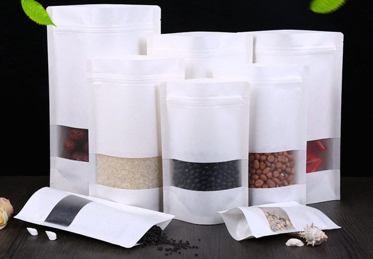 100PCS Stand-up White Paper Fr - đánh giá và giá Logo Food Snack
