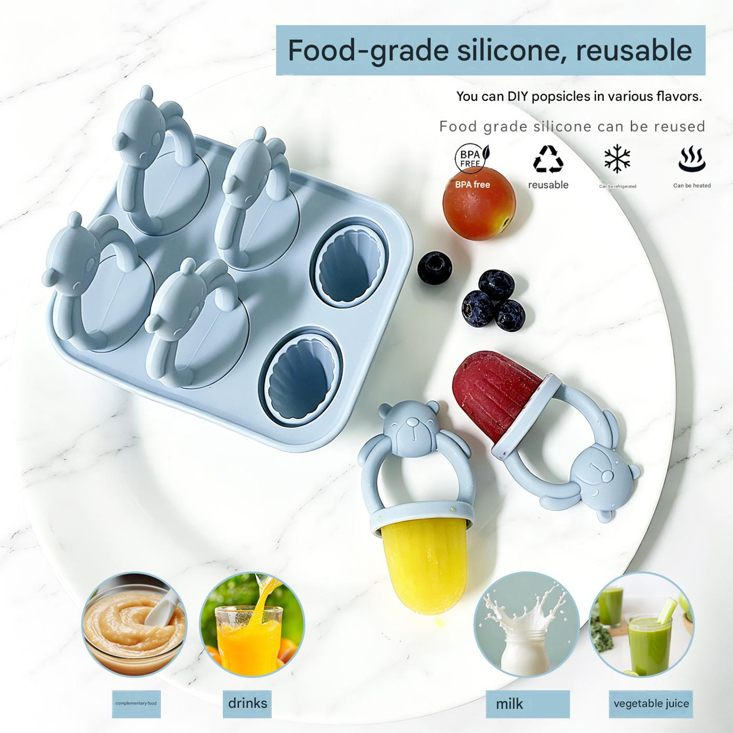 6-compartment silicone bear po - đánh giá và giá Food Snacks For 1 Year Old