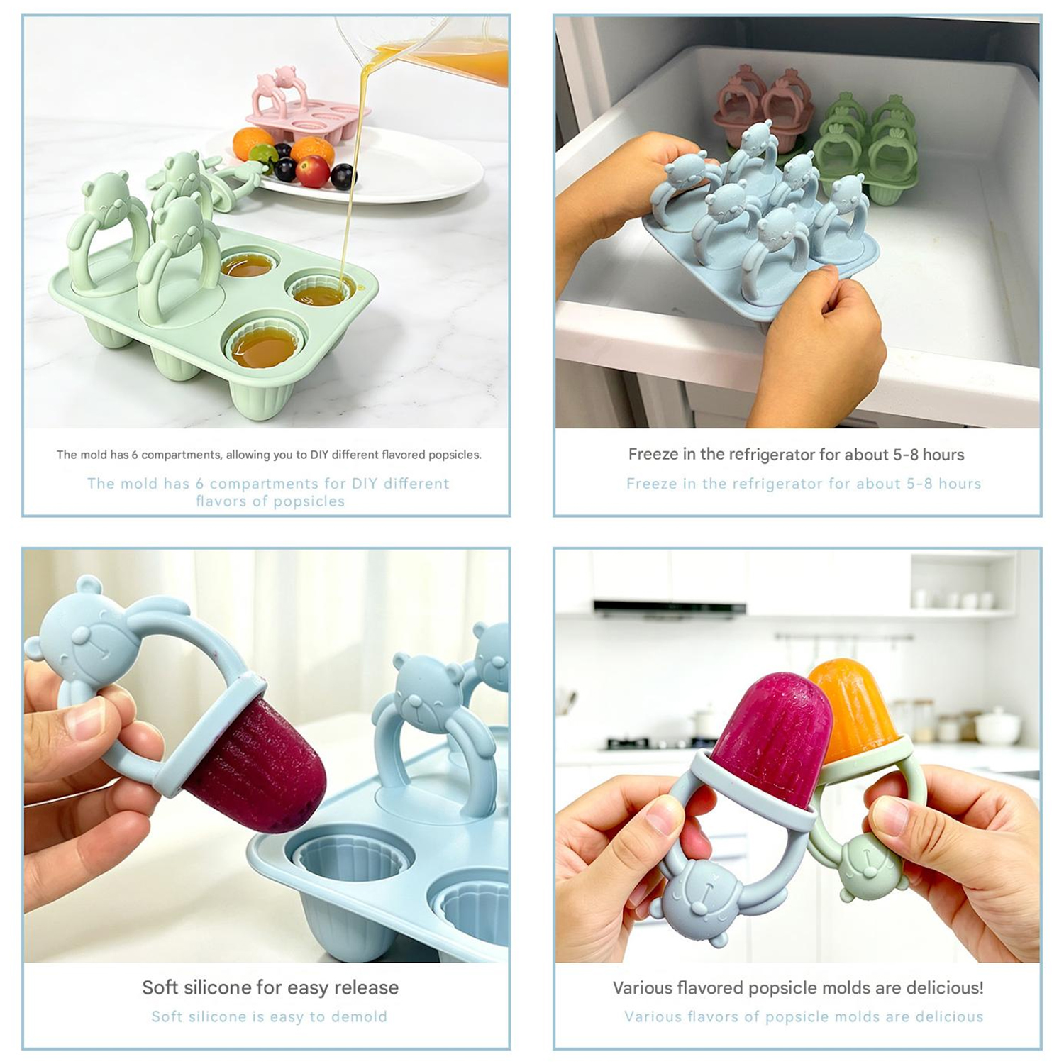6-compartment silicone bear po - đánh giá và giá Food Snacks For 1 Year Old