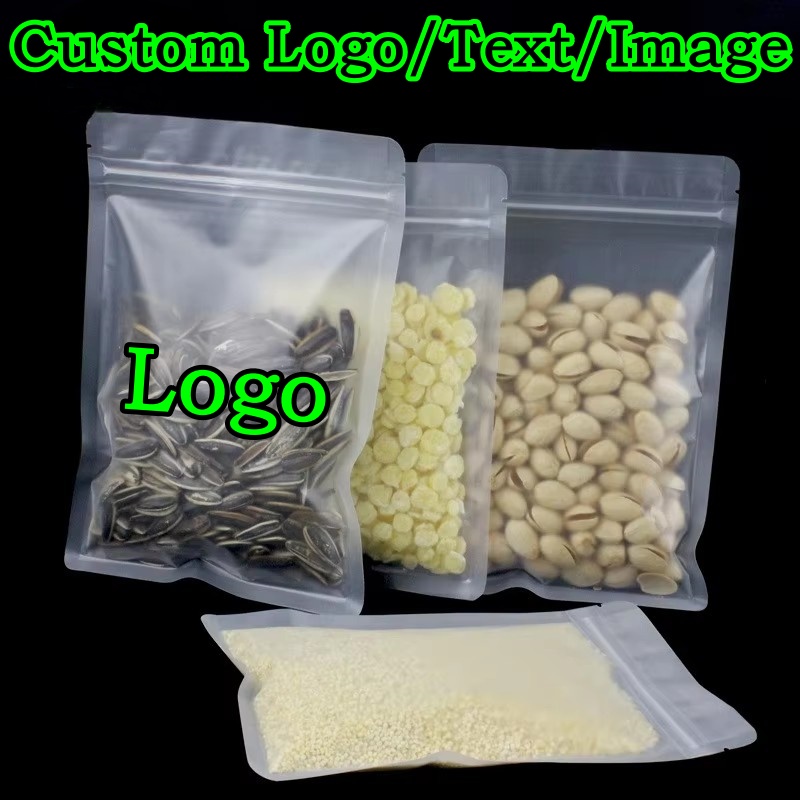 100PCS Frosted Plastic Ziplock - đánh giá và giá Logo Food Snack